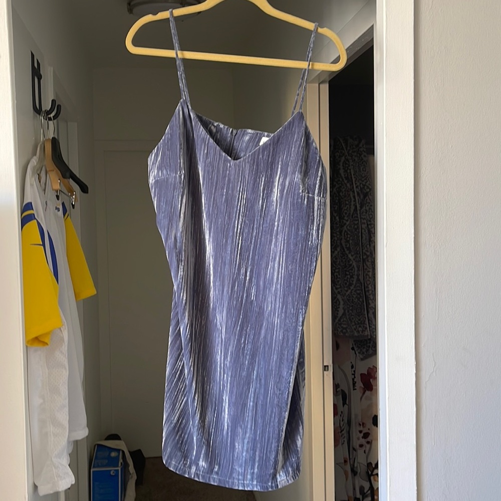 Elodie V-neck Velvet Cami Dress In Blue Slate NWT - Size XL